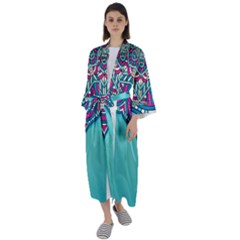 Mandala Blue Maxi Satin Kimono