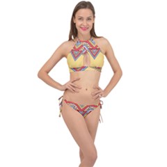 Mandala Sun Cross Front Halter Bikini Set