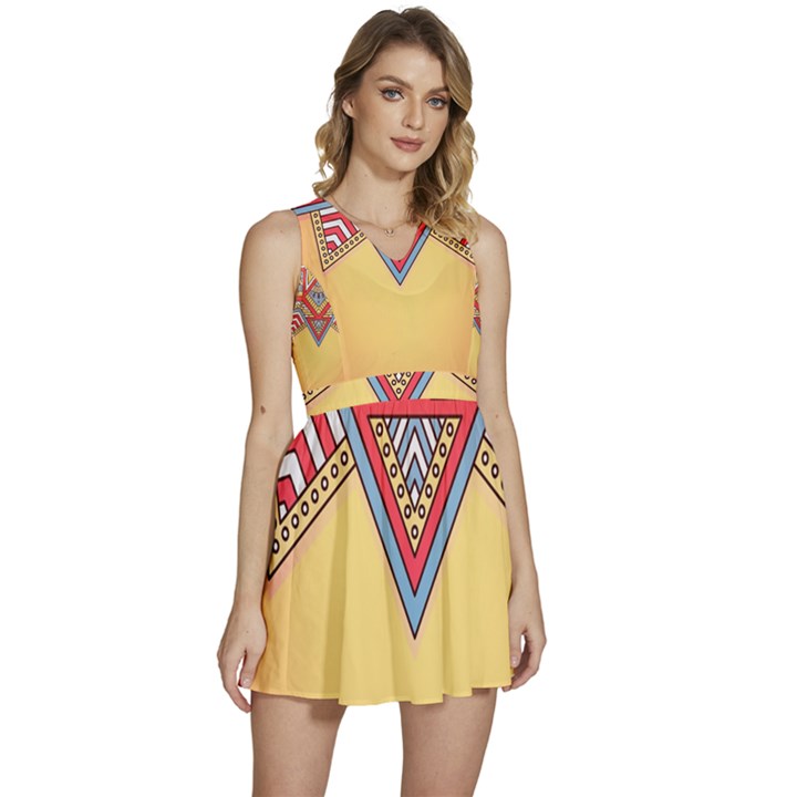 Mandala sun Sleeveless High Waist Mini Dress
