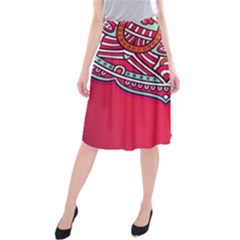 Mandala Red Midi Beach Skirt