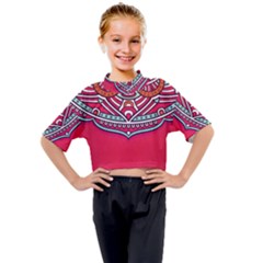 Mandala Red Kids Mock Neck T-shirt