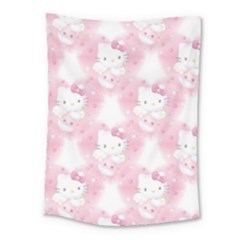 Hello Kitty Pattern, Hello Kitty, Child, White, Cat, Pink, Animal Medium Tapestry by nateshop