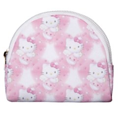 Hello Kitty Pattern, Hello Kitty, Child, White, Cat, Pink, Animal Horseshoe Style Canvas Pouch by nateshop