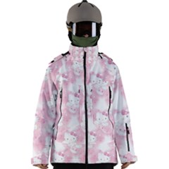 Hello Kitty Pattern, Hello Kitty, Child, White, Cat, Pink, Animal Men s Zip Ski And Snowboard Waterproof Breathable Jacket by nateshop