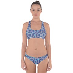 Islamic Ornament Texture, Texture With Stars, Blue Ornament Texture Cross Back Hipster Bikini Set by nateshop