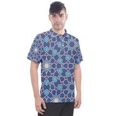 Islamic Ornament Texture, Texture With Stars, Blue Ornament Texture Men s Polo T-shirt by nateshop