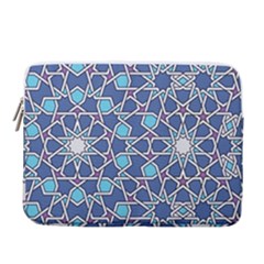 Islamic Ornament Texture, Texture With Stars, Blue Ornament Texture 15  Vertical Laptop Sleeve Case With Pocket by nateshop