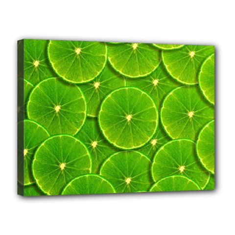 Lime Textures Macro, Tropical Fruits, Citrus Fruits, Green Lemon Texture Canvas 16  X 12  (stretched) by nateshop