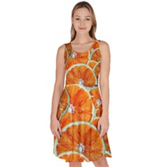 Oranges Patterns Tropical Fruits, Citrus Fruits Knee Length Skater Dress With Pockets by nateshop