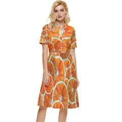 Oranges Patterns Tropical Fruits, Citrus Fruits Button Top Knee Length Dress by nateshop