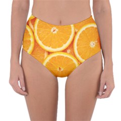 Oranges Textures, Close-up, Tropical Fruits, Citrus Fruits, Fruits Reversible High-waist Bikini Bottoms by nateshop