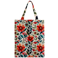 Flowers Flora Floral Background Pattern Nature Seamless Bloom Background Wallpaper Spring Zipper Classic Tote Bag
