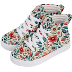 Flowers Flora Floral Background Pattern Nature Seamless Bloom Background Wallpaper Spring Kids  Hi-top Skate Sneakers