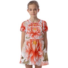 Flowers Plants Sample Design Rose Garden Flower Decoration Love Romance Bouquet Kids  Short Sleeve Pinafore Style Dress by Maspions