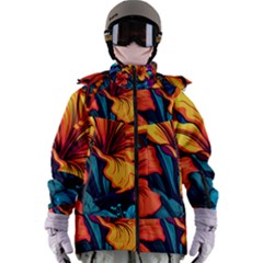 Hibiscus Flowers Colorful Vibrant Tropical Garden Bright Saturated Nature Women s Zip Ski And Snowboard Waterproof Breathable Jacket by Maspions