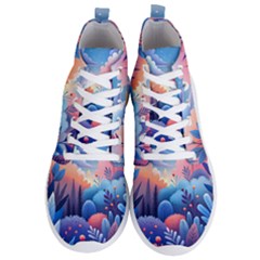 Nature Night Bushes Flowers Leaves Clouds Landscape Berries Story Fantasy Wallpaper Background Sampl Men s Lightweight High Top Sneakers by Maspions