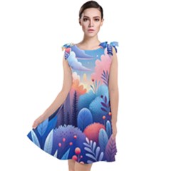 Nature Night Bushes Flowers Leaves Clouds Landscape Berries Story Fantasy Wallpaper Background Sampl Tie Up Tunic Dress