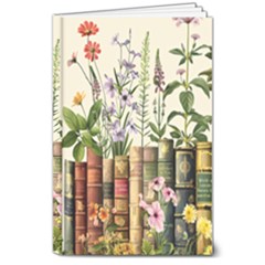 Books Flowers Book Flower Flora Floral 8  X 10  Hardcover Notebook