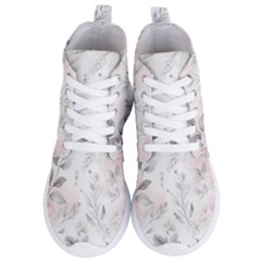 Light Grey And Pink Floral Women s Lightweight High Top Sneakers by LyssasMindArt