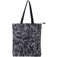 Rebel Life: Typography Black And White Pattern Double Zip Up Tote Bag