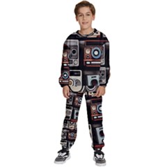 Retro Cameras Old Vintage Antique Technology Wallpaper Retrospective Kids  Sweatshirt Set