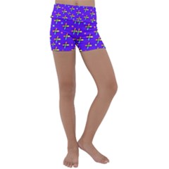 Abstract Background Cross Hashtag Kids  Lightweight Velour Yoga Shorts
