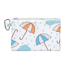 Rain Umbrella Pattern Water Canvas Cosmetic Bag (medium)
