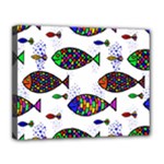 Fish Abstract Colorful Canvas 14  x 11  (Stretched)