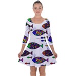 Fish Abstract Colorful Quarter Sleeve Skater Dress