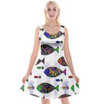 Fish Abstract Colorful Reversible Velvet Sleeveless Dress