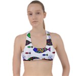 Fish Abstract Colorful Criss Cross Racerback Sports Bra