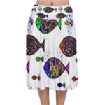 Fish Abstract Colorful Velvet Flared Midi Skirt