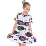 Fish Abstract Colorful Kids  Short Sleeve Shirt Dress