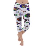 Fish Abstract Colorful Lightweight Velour Capri Yoga Leggings