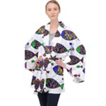 Fish Abstract Colorful Long Sleeve Velvet Kimono 