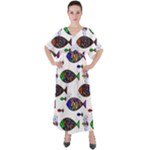 Fish Abstract Colorful V-Neck Boho Style Maxi Dress