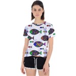 Fish Abstract Colorful Open Back Sport T-Shirt