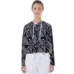 Leaves Flora Black White Nature Women s Slouchy Sweat