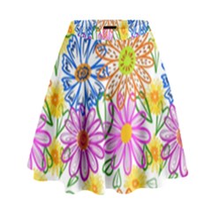 Bloom Flora Pattern Printing High Waist Skirt