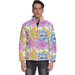 Bloom Flora Pattern Printing Men s Puffer Bubble Jacket Coat