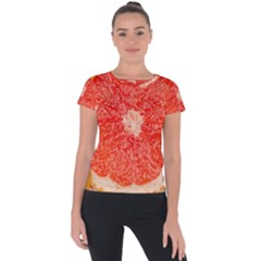 Grapefruit-fruit-background-food Short Sleeve Sports Top 