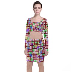 Pattern-repetition-bars-colors Top And Skirt Sets
