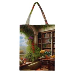 Room Interior Library Books Bookshelves Reading Literature Study Fiction Old Manor Book Nook Reading Classic Tote Bag by Posterlux