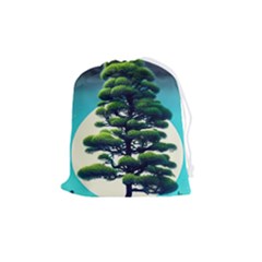 Pine Moon Tree Landscape Nature Scene Stars Setting Night Midnight Full Moon Drawstring Pouch (medium) by Posterlux