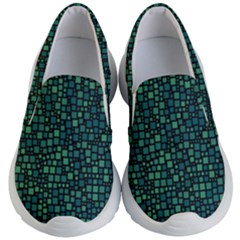 Squares Cubism Geometric Background Kids Lightweight Slip Ons by Maspions