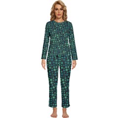 Squares Cubism Geometric Background Womens  Long Sleeve Lightweight Pajamas Set by Maspions