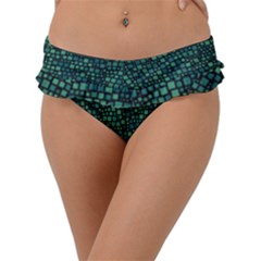 Squares Cubism Geometric Background Frill Bikini Bottoms