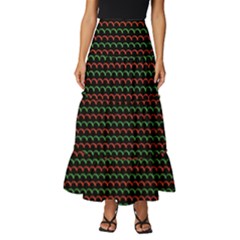 Geometric Pattern Design Line Tiered Ruffle Maxi Skirt