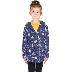 Night Moon Seamless Kids  Double Breasted Button Coat