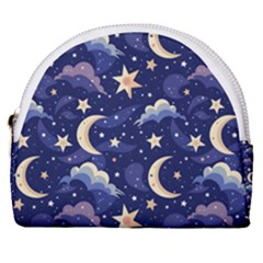 Night Moon Seamless Horseshoe Style Canvas Pouch